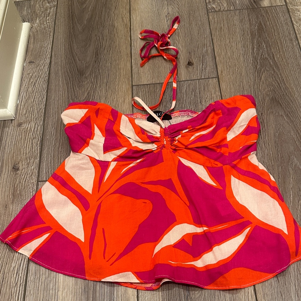 Vibrant Pink and Orange halter top
